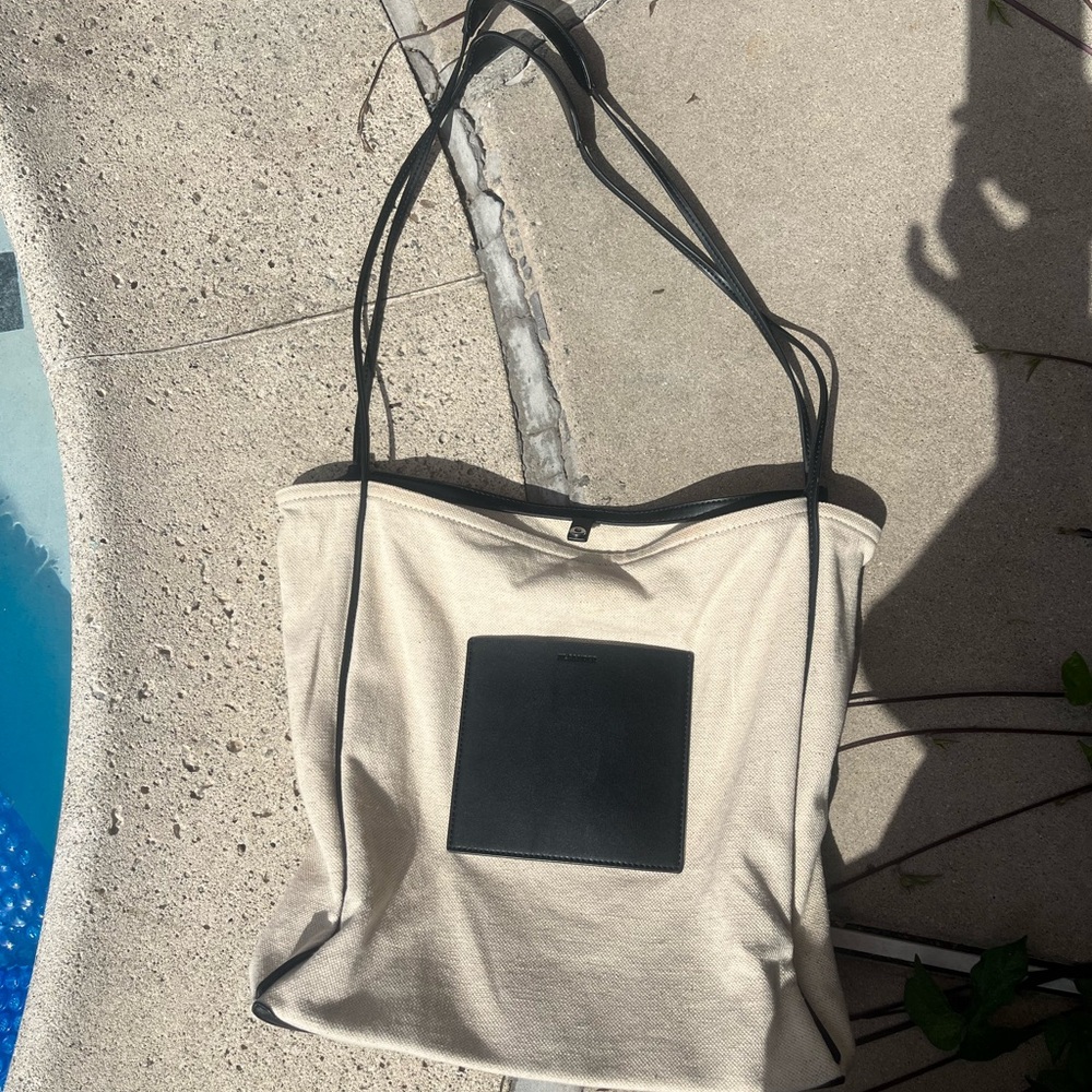 Jil Sander Black and Cream Tote Bag